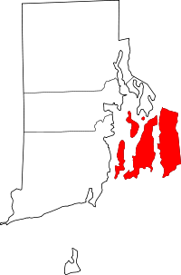 Localisation du comté de Newport (en rouge) dans le Rhode Island