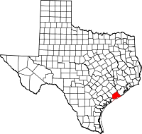 Localisation du comté de Matagorda (en rouge) dans le Texas