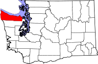 Map of Washington highlighting Clallam County.svg