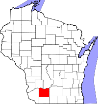 Localisation du comté d'Iowa sur la carte de l'État du Wisconsin