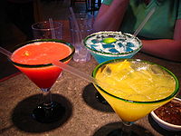 Les Margaritas ont des couleurs différentes selon les fruits employés (fraises, tamarindos, etc.)