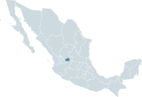 Localisation de l'État d'Aguascalientes (en foncé) à l'intérieur du Mexique