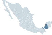 Localisation de l'État de Campeche (en rouge) à l'intérieur du Mexique