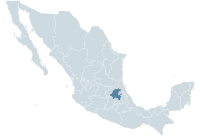 Localisation de l'État de Hidalgo (en rouge) à l'intérieur du Mexique