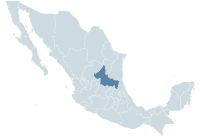 Localisation de l'État de San Luis Potosí (en rouge) à l'intérieur du Mexique