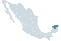 Localisation de l'État de Yucatán (en bleu) à l'intérieur du Mexique
