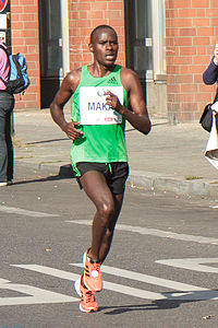 Patrick Makau Musyoki running world record at Berlin Marathon 2011.jpg