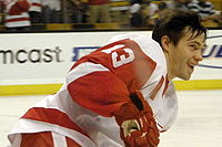 Photo de Pavel Datsyuk portant le numéro 13 des Red Wings.