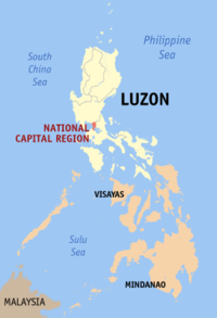 Localisation de la Région Capitale Nationale (en rouge) dans les Philippines.