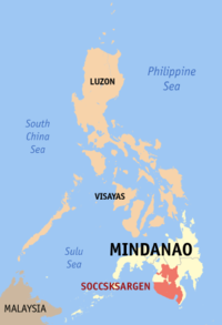 Localisation de SOCCSKSARGEN (en rouge) dans les Philippines.