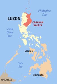Localisation de la vallée de Cagayan (en rouge) dans les Philippines.