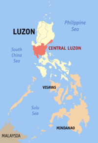 Localisation de la luçon centrale (en rouge) dans les Philippines.