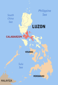Localisation de CALABARZON (en rouge) dans les Philippines.