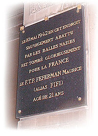 Plaque à la Rue des Petites-Écuries (Paris) commémorant Maurice Feferman.jpg