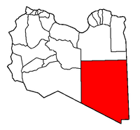 Localisation de la chabiyah de Al Koufrah (en rouge) à l'intérieur de la Libye