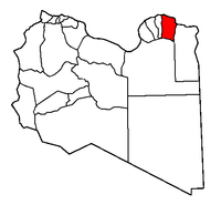 Localisation de la chabiyah de Darnah (en rouge) à l'intérieur de la Libye