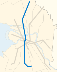 Plan de la ligne Kirovsko-Vyborgskaïa à Saint-Pétersbourg.