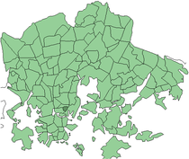 Carte de localisation de Torkkelinmäki dans la municipalité d'Helsinki.