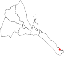 Location of Assab in Eritrea