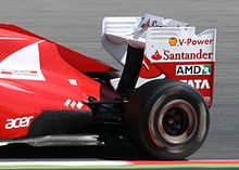 Photo de l'aileron arrière des Ferrari, déclaré illégal.
