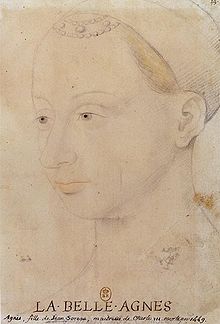 Portrait d'Agnès Sorel d'après Jean Fouquet, BNF, Rés.Na 21, f.28