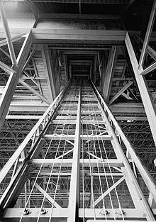L'ascenseur incliné situé sur l'intérieur de la structure