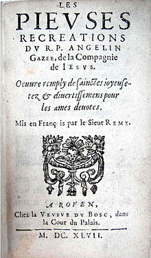 Page de titre des Pieuses recreations, éd. 1647