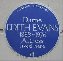 Accéder aux informations sur cette image nommée Blue plaque Edith Evans.jpg.
