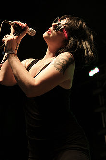 Brody Dalle playing with Spinnerette at the 2009 Deer lake Virgin Festival 2.jpg