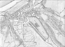 Plan de la ville de Dieppe avec les installations de la gare.