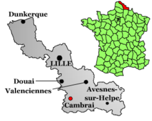 Situation géographique de Cambrai