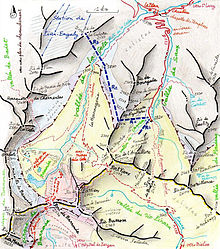 Carte des vallées de La Gela et de Saux