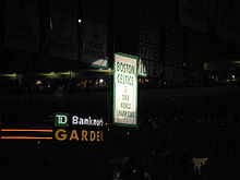 Bannière du titre de champion NBA 2008 au plafond du TD Garden