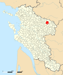 Carte de la commune d'Aulnay au sein de la Charente-Maritime