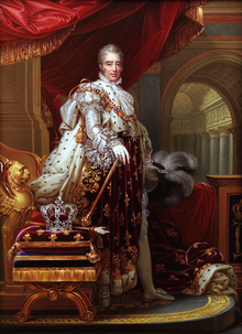 Portrait peint du roi Charles dix, en grand costume du sacre, debout.