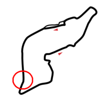 Carte du tracé du circuit d'Imola montrant la Villeneuve curva, lieu de l'accident de Ratzenberger