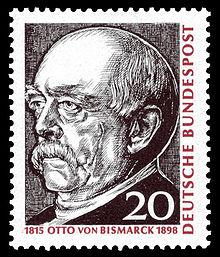 Timbre allemand de 1965 pour le 150e anniversaire de la naissance de Bismarck