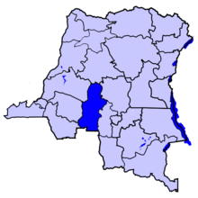 Localisation du Kasaï (en bleu foncé) à l'intérieur de la République démocratique du Congo