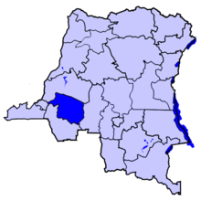 Localisation du Kwilu (en bleu foncé) à l'intérieur de la République démocratique du Congo