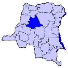 Localisation de la Tshuapa (en bleu foncé) à l'intérieur de la République démocratique du Congo