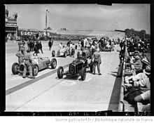 Photo de la grille de départ du Grand Prix automobile de France 1934.