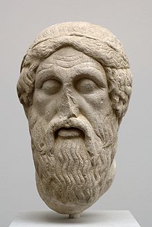 Portrait d'Homère du « type d'Épiménide », d'après une copie romaine d'un original grec du Ve siècle av. J.‑C. conservé à la Glyptothèque de Munich (Inv. 273)