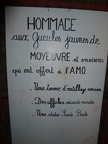 Pancarte visible dans le musée remerciant les mineurs de Moyeuvre pour leur aide dans l'installation du musée