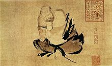 Huike réfléchissant, peint par Shi Ke, Xe siècle