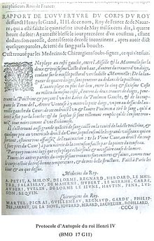 Protocole d'autopsie du roi Henri IV