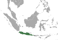  Carte de l'Asie du sud est avec une tache verte centrée sur Java