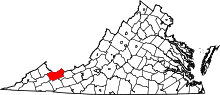 Map of Virginia highlighting Tazewell County.svg