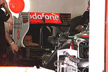 Photo de l'aileron arrière de la McLaren MP4-26 à Barcelone.