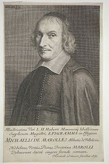 portrait gravé de Michel de Marolles en tenue d'abbé