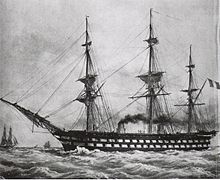 Le Napoléon, le premier navire de guerre à vapeur.